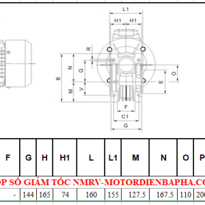 Thông số kỷ thuật hộp số giảm tốc NMRV size 110