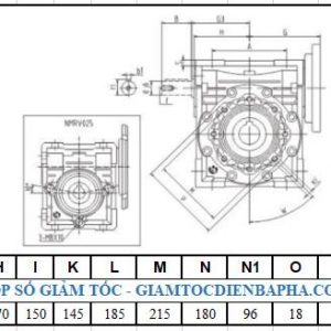 Thông số kỷ thuật hộp số giảm tốc NMRV size 150