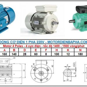 Motor điện 1 pha 1.5KW-2HP 4 Poles