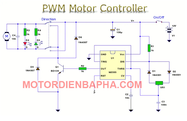 Mạch điều khiển tốc độ mô tơ PWM DC