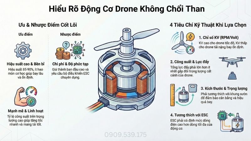 Yếu tố kỹ thuật khi lựa chọn động cơ không chổi than drone.