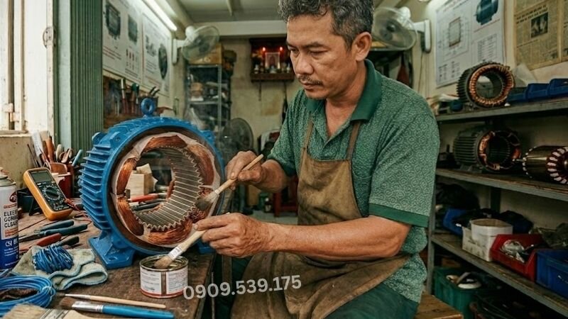 Vệ sinh cuộn dây motor.
